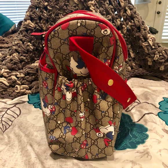 Authentic Gucci red GG Supreme ducks DIAPER Bag - Picture 6 of 8